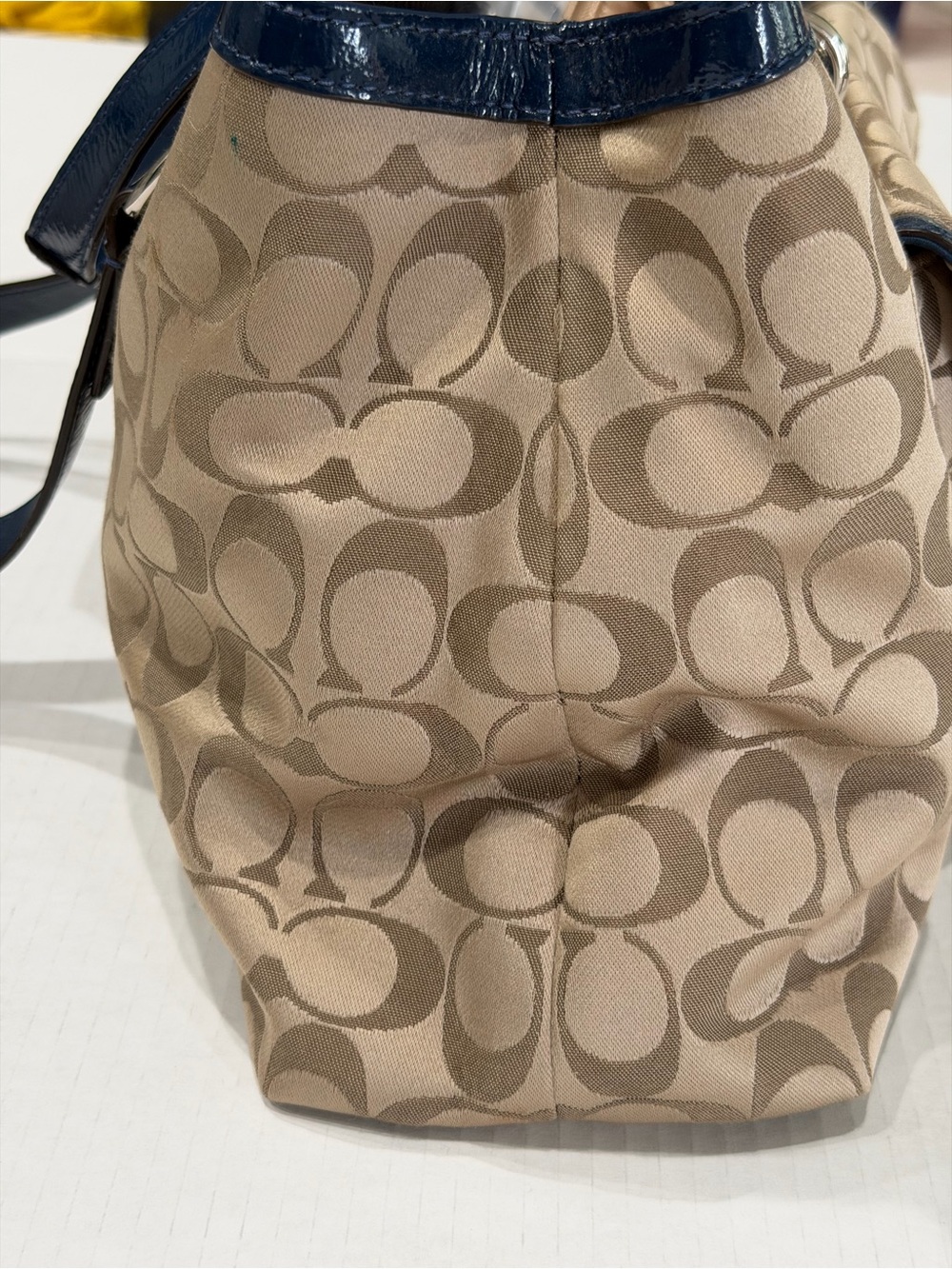 Coach Penelope Signature Satchel Handbag F19043 Khaki/Navy - Picture 5 of 15